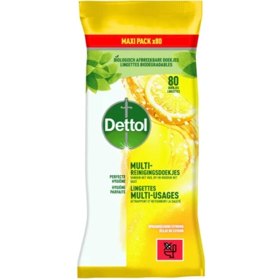 Afbeelding van Dettol Power &amp; Fresh Multi Reinigingsdoekjes Citrus 80ST