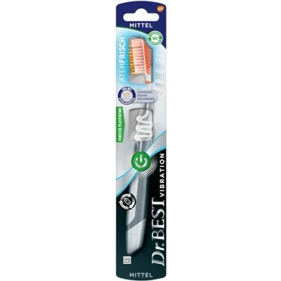 Afbeelding van Dr.BEST Vibration ademfrisse tandenborstel, medium (1 stuk), voor tot 50% betere bereikbaarheid tussen de tanden*