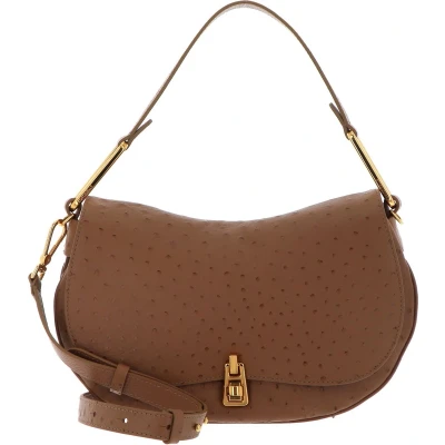 Afbeelding van COCCINELLE Leren Schoudertas Magie Ostrich Handbag Nocciola Lichtbruin