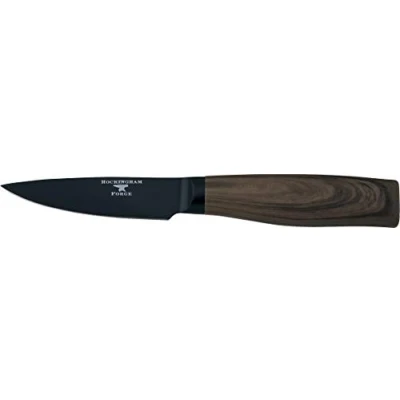 Afbeelding van Rockingham Forge Forester Series 3.5&quot; groentemes lemmet van roestvrij staal met een zwarte oxide coating, ergonomische greep hout, snijmes, schilmes