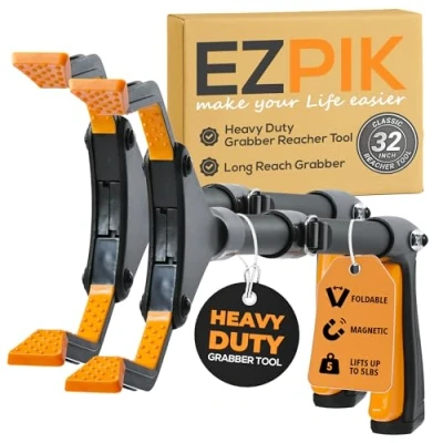 Afbeelding van EZPIK 32&quot; 80 cm lange grijper reacher gereedschap, opvouwbaar bereikbaar hulpmiddel voor ouderen, prullenbakker bovenste en zware handheld pickup stick (Pack van 2)