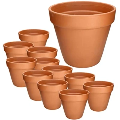 Afbeelding van KOTARBAU® Set van 12 bloempotten terracotta, diameter 7 cm, bloempot met rand, voor binnen en tuinen