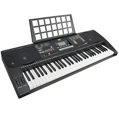 Afbeelding van Axus AXP2 draagbaar elektronisch keyboard, 61 aanslaggevoelige pianotoetsen, inclusief stroomadapter en muziekstandaard
