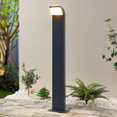 Afbeelding van Lucande LED buitenlamp 1licht Aluminium, polycarbonaat H: 80 cm antraciet, wit Inclusief lichtbron