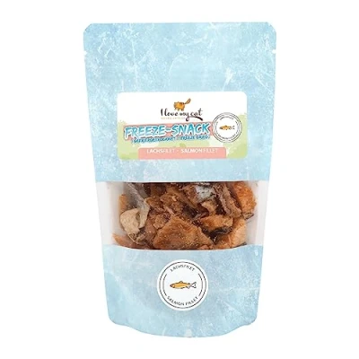 Afbeelding van I love my cat Freeze Snack voor katten, zalmfilet (vriesgedroogd) van 25 g, gezonde snacks vrij kunstmatige toevoegingen