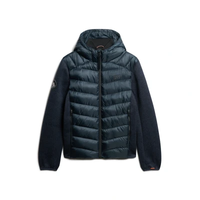 Afbeelding van Superdry Mannen Gebreide Hybrid Storm jas met Capuchon Blauw Grootte: Xxl
