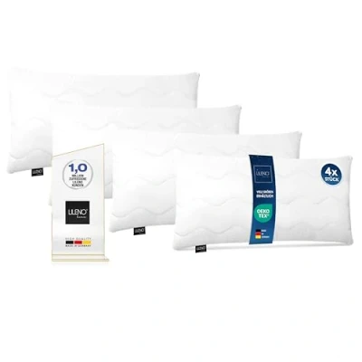 Afbeelding van LILENO HOME Hoofdkussen, 40 x 80 cm, set van 4, hard, met 650 g kussenvulling, bed of decoratief kussen ritssluiting om aan te passen, wasbaar tot 95 C, sofa en sierkussen voor bank/bed