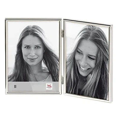 Afbeelding van walther design Chloe Doppel Portraitrahmen, Silber, 2X 9x13 cm (Hochformat)