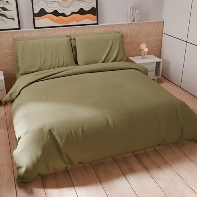 Afbeelding van PETTI Artigiani Italiani dekbedovertrek voor eenpersoonsbed, en kussenslopen van microvezel, effen, modder, 100% Made in Italy