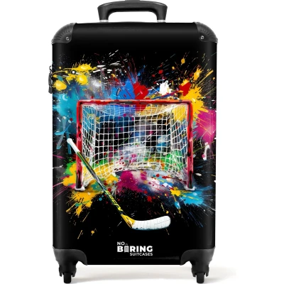 Afbeelding van NoBoringSuitcases.com® Handbagage koffer lichtgewicht Reiskoffer trolley Hockey met verf Rolkoffer wieltjes Past binnen 55x40x20 en 55x35x25