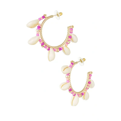 Afbeelding van Bijoutheek Oorknoppen Statement schelpen Fuchsia