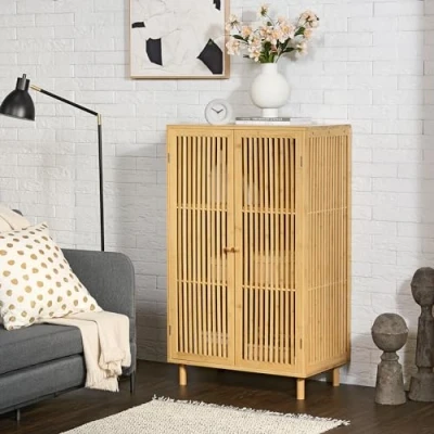 Afbeelding van Bamboe kast Grong 110x66x40 cm houtkleurig