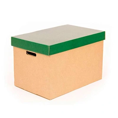 Afbeelding van KARTOX dozen met mat deksel, mobiele en opslag van karton handgrepen. De zijn gemaakt zeer sterk karton, 53,2 x 33,1 32,5 cm, 2 eenheden (groen)
