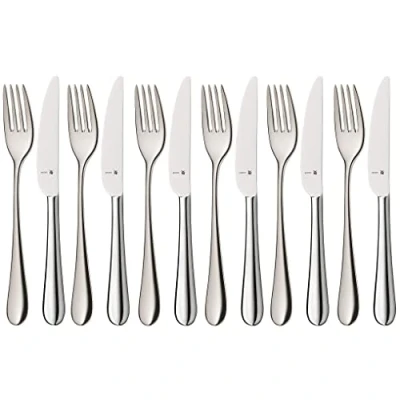 Afbeelding van WMF Merit Dessert /Ontbijtbestekset 12 delig, Voor 6 personen, Ergonomisch, Cromargan protect, Vaatwasmachinebestendig, Holheft Messen, Bestekdoos, 1140566340