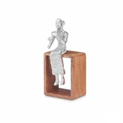 Afbeelding van Decoratieve figuren Blokfluit Zilverkleurig Hout Metaal 13 x 27 cm