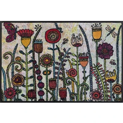 Afbeelding van wash+dry by Kleen Tex Mat Dag zon Inloopmat, motief bloemen, geschikt voor binnen en buiten, wasbaar