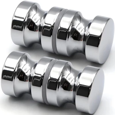 Afbeelding van 2 Paires de Boutons Inox Porte Douche Coulissante Poignées en Verre pour Salle Bain Cuisine Maison Bureau Hôtel avec Vis