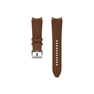 Afbeelding van Originele Hybrid Leather Band 20mm M/L voor de Galaxy Watch Active 4 / 2 Camel Samsung bandje Bruin Echt Leder