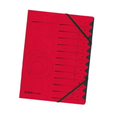 Afbeelding van herlitz 10843324 Ordnermap Quality 1 12, A4, rood, 12 vakken met elastiek, stuk