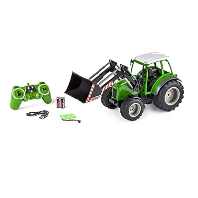 Afbeelding van Carson 500907347 RC Tractor met voorlader 1:16 op afstand bestuurd voertuig, boerderijvoertuig voor kinderen vanaf 8 jaar, geschikt buiten, incl. batterijen en afstandsbediening, groen