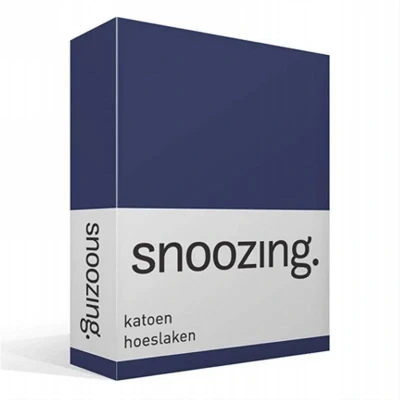 Afbeelding van Snoozing Katoen Hoeslaken Tweepersoons 140x220 cm Navy