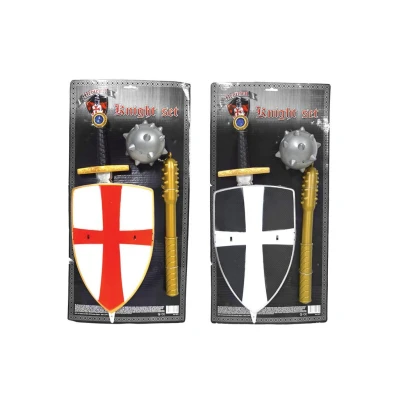 Afbeelding van Ridderset 3 delig nepzwaard, schild en nepknots Verkleedaccessoire Assorti Wit Zwart