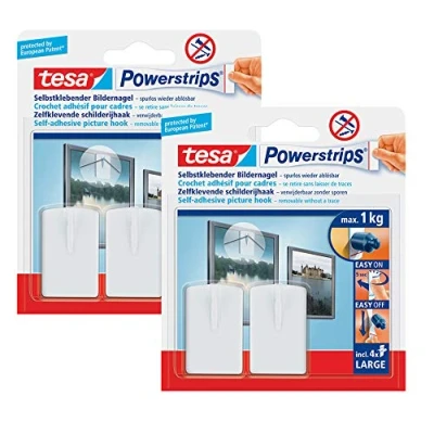 Afbeelding van tesa Powerstrips Schilderijhaak, zelfklevend (4 stuks, wit)