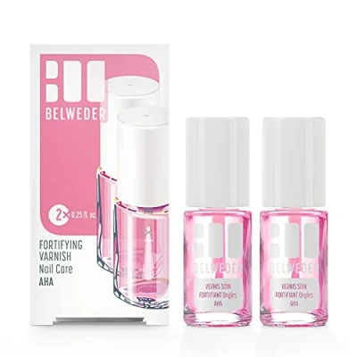 Afbeelding van BELWEDER x 2 versterkende AHA nagelverzorgingslakken 7,5 ml voor zwakke, gespleten en broze nagels transparant versterkt glad verrijkt met fruitzuren