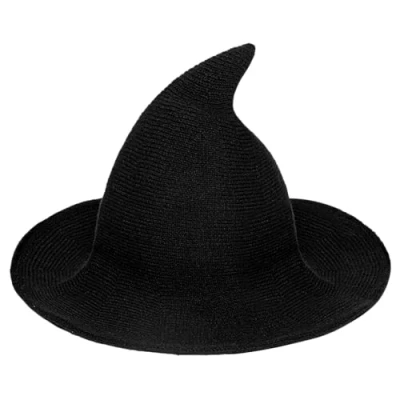 Afbeelding van Spooktacular Creations Halloween Heksenhoed Gebreide Wollen Cap Vrouwen Zwarte voor Party Cosplay, Heks Kostuum Accessoire en Dagelijks