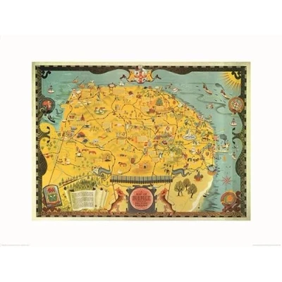 Afbeelding van Kunstdruk Norfolk Map 80x60cm