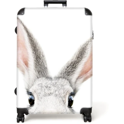 Afbeelding van NoBoringSuitcases.com® Koffer groot Reiskoffer lichtgewicht Konijn Dieren Natuur Wit Rolkoffer met 4 wielen Grote trolley XL 98 liter bagage