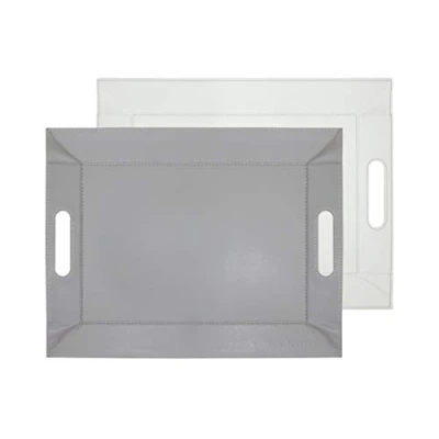 Afbeelding van Freeform Duo omkeerbaar dienblad, grijs/wit, klein kunstleer, gris blanc, 45 x 35 cm