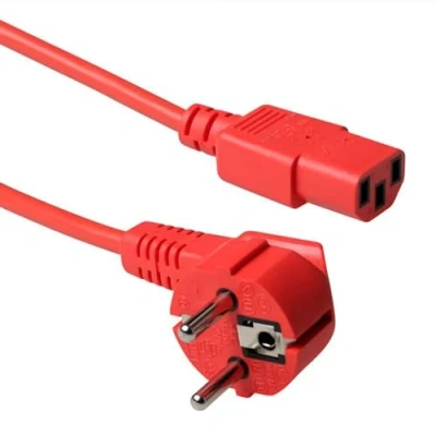 Afbeelding van ACT AK5403 Stroomkabel Randaarde Stekker CEE7/7 male (haaks) C13 Rood 5 meter