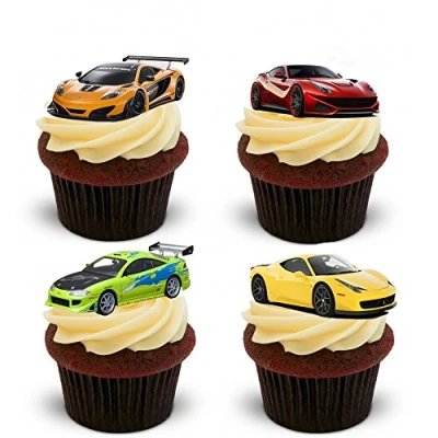 Afbeelding van 12 Tribune op Supercar Snelle Auto Eetbare Wafel Document Cake Toppers Decoraties