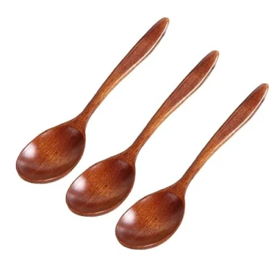 Afbeelding van houten lepel milieuvriendelijk bestek soeplepel koffie thee honing natuurlijke keukenaccessoires (3 stuks 14 cm)