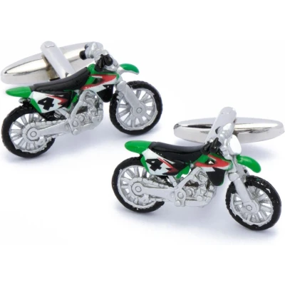 Afbeelding van Manchetknopen Dirtbike Crossmotor Groen en Zwart