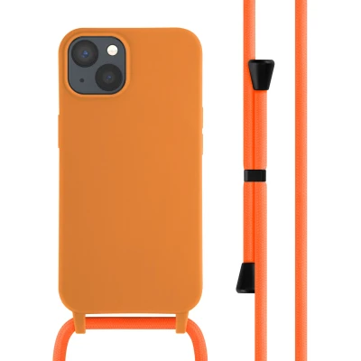 Afbeelding van Apple iPhone 13 Hoesje Siliconen en TPU (zacht) iMoshion Softcase/Koordhoesje/Backcover Oranje Telefoonhoesje