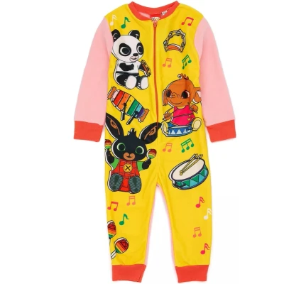Afbeelding van Bing Bunny onesie geel met roze huispak pyjama maat 92/98 ritssluiting