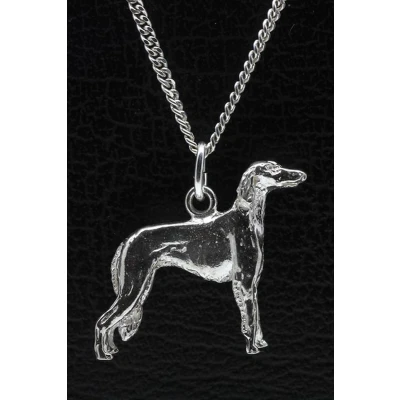 Afbeelding van Zilveren Saluki ketting hanger groot