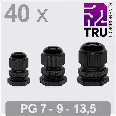 Afbeelding van TRU COMPONENTS TC 13448352 Wartel PG7, PG9, PG13 Polyamide Zwart 40 stuk(s)