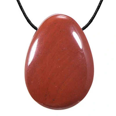 Afbeelding van Morella stoffen ketting 80 cm met edelsteen druppelhanger turkoois mineraal in sieradenzakje