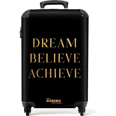 Afbeelding van NoBoringSuitcases.com® Zwarte trolley Handbagage koffer 55x35x25