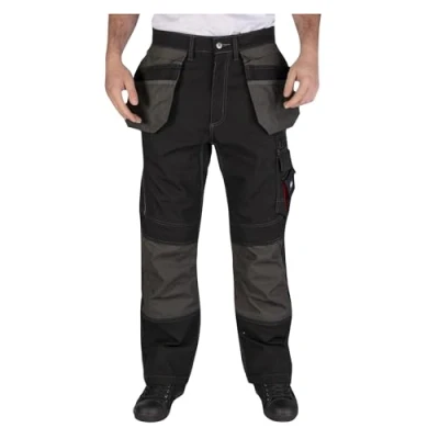 Afbeelding van Lee Cooper Heren Contrasterende Drievoudig genaaide Multi Tool Pocket Klassieke Cargo Kneepad zakken Werkveiligheid Broeken, Zwart, 42&quot; Taille Normale been (31&quot;)