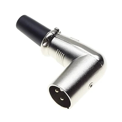 Afbeelding van Haakse 3 polige XLR stekker, 90 Graden, Zwart Male Audio Mic Microfoon DMX Vernikkelde Adapter, Kabelbevestiging