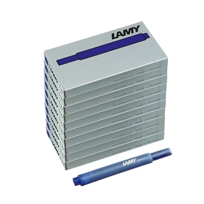 Afbeelding van Lamy T10 set van 10 inktpatronen met grote inktvoorraad geschikt voor alle vulpenmodellen inhoud 1,25 ml per patroon 5 stuks pak inktkleur blauw