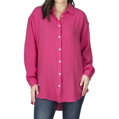 Afbeelding van DENIMFY Dames Overhemd DFMathilda bequem Roze S/M Volwassenen