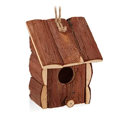Afbeelding van Relaxdays decoratie vogelhuisje hout vogelhuis nestkast houten huisje hangend