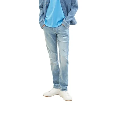 Afbeelding van Tom Tailor Denim Piers Slim Jeans heren 1035509,10117 Gebruikte Bleached Blue Denim,27W / 34L
