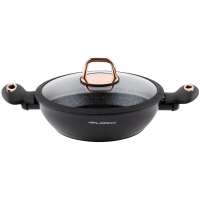 Afbeelding van Florina rosé Limited Edition kookpan braadpan met glazen deksel 2,5L 24cm zwart / goud