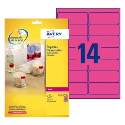 Afbeelding van Etiket Avery L7363P 25 99.1x38.1mm neon roze 340stuks